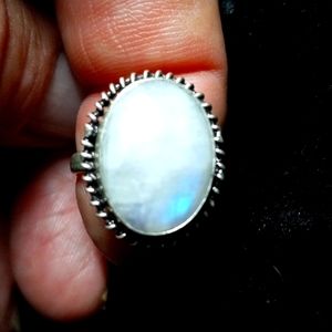 Moonstone Gemstone Silver Ring size   Sterling stamped .925 FREE Shipping sale